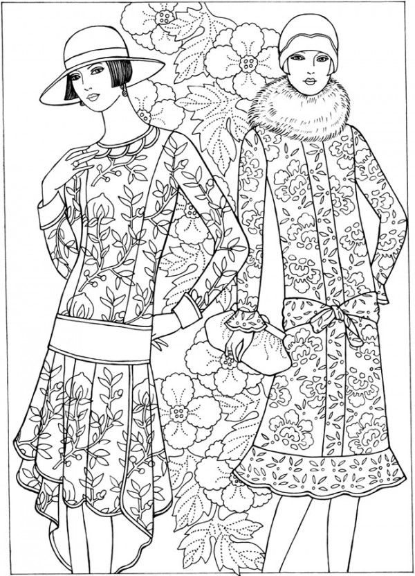 Freebie: 20's Fashion Coloring Page