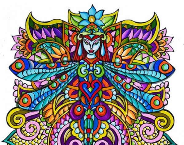 Freebie: Fantasy Dragonfly Coloring Page