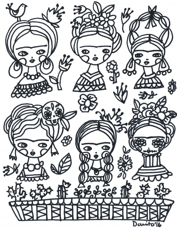 Freebie: Frida Kahlo Color Page