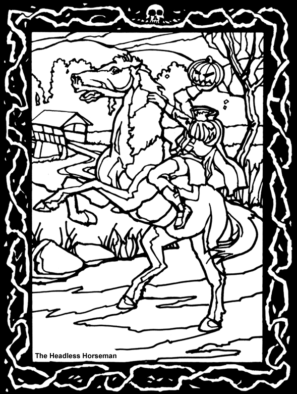 Freebie: Headless Horseman Halloween Coloring Page