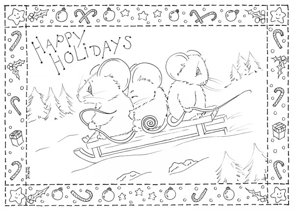 Freebie: Holiday Mice Digi Stamp