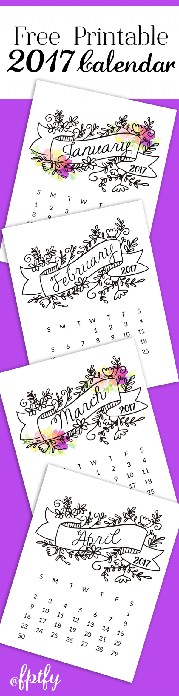 Freebie: 2017 Printable Coloring Page Calendar Pages