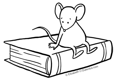 Freebie: Mouse and Book Digital Stamp