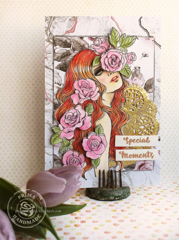 Project: Female and Flowers Stamped Card