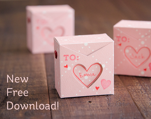 Freebie: Mini Valentine's Day Treat Box Die