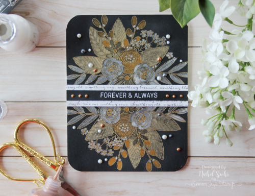 Project: Metallic Floral Wedding Card