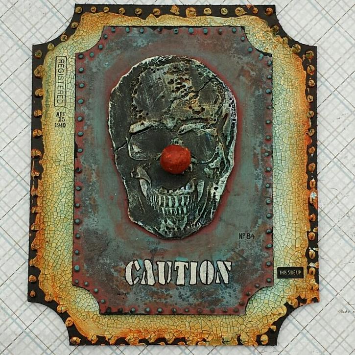 Project: Caution Clown ( "It" Inspired ? ) Halloween Mixed Media 