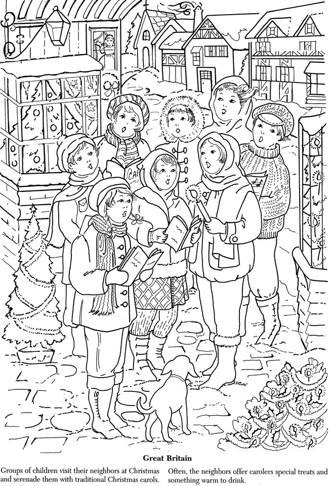 Download: Children Caroling Coloring Page