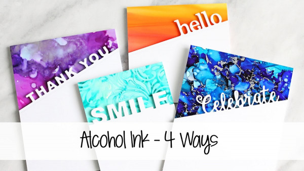 4 Different Card Backgrounds with Alcohol Inks