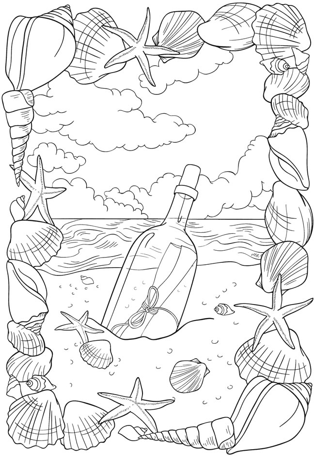 Message in a Bottle Coloring Page