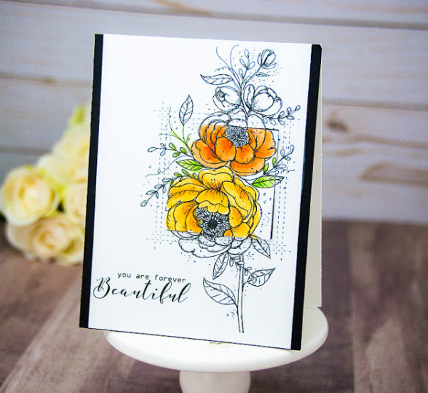 Floral Card with Selective Coloring