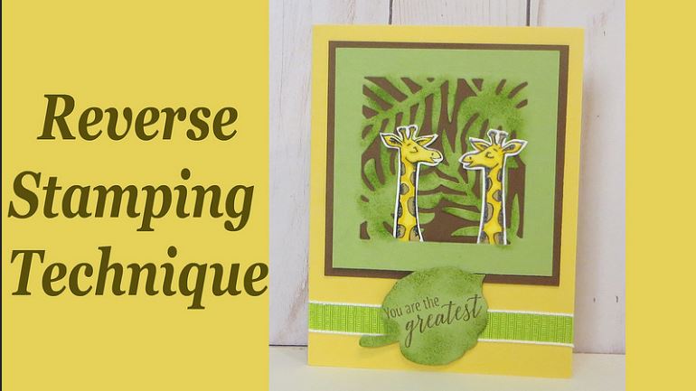 Giraffe Card with Reverse Stamping Technique