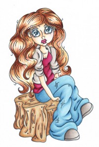 Freebie: Sitting Girl Digital Stamp