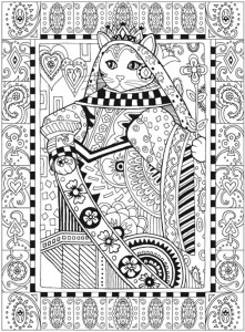 Freebie: Queen Cat Coloring Page