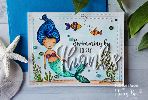 Project: Mermaid with Layered Die Cut Sentiment Card – Stamping