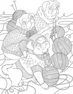 Download: Pugs in Sweaters Coloring Page