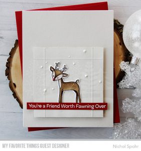 Technique: Winter Deer Card with White on White Background