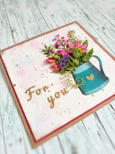 Watering Can Bouquet Die Cut Card