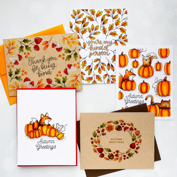 5 Fall One Layer Cards