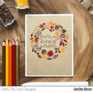 Autumn Wreath Card with No-Line Coloring