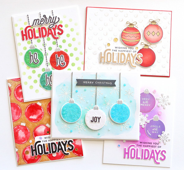 One Stamp 5 Ways - Christmas Ornament Cards