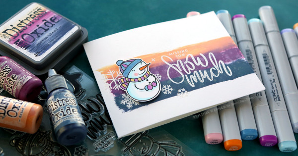 Snowman Card with Custom Ink Pad Background