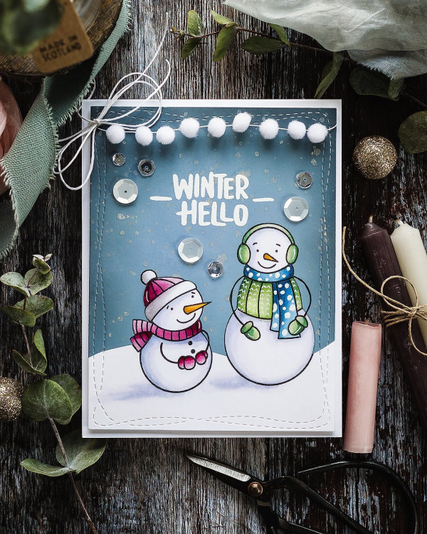 Winter Snowmen Card