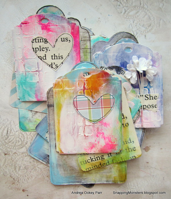 Mixed Media Gelli Printed Tags