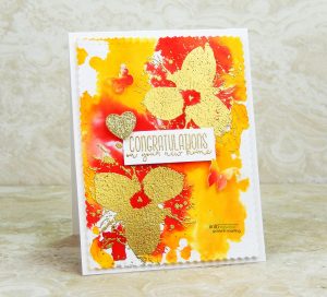 Gold Embossing with Watercolor Background