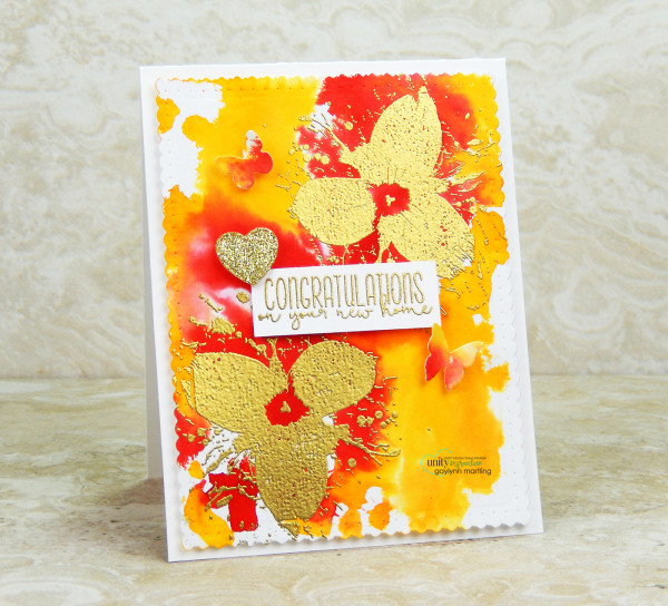 Gold Embossing with Watercolor Background