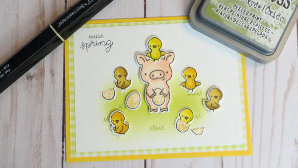 Spring Pig and Chicks Card