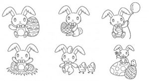 12 Easter Bunny Digital Stamps