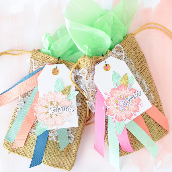 Floral and Burlap Gift Bags