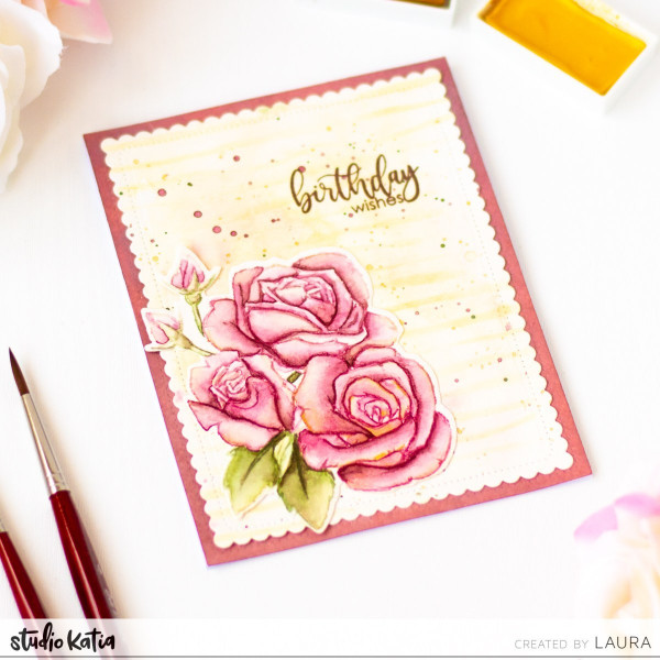 Roses Card with No-Line Coloring