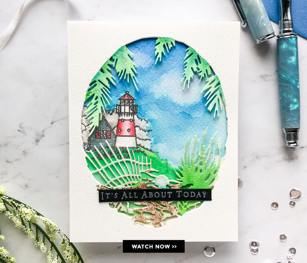 Watercolor Lighthouse Card with New Inks