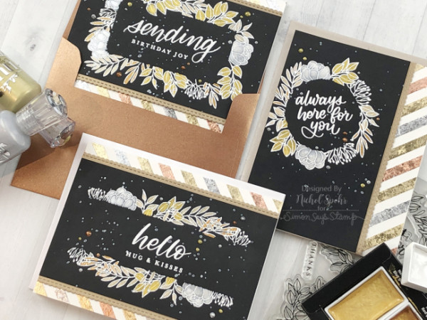 Mixed Metallics Floral Cards