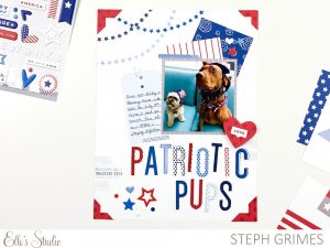 Patriotic Pups Scrapbook Page with Stamps