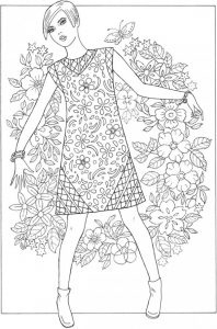 6 Coloring Pages of 60's Fashion