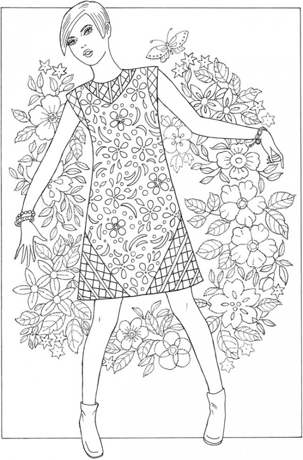 6 Coloring Pages of 60's Fashion