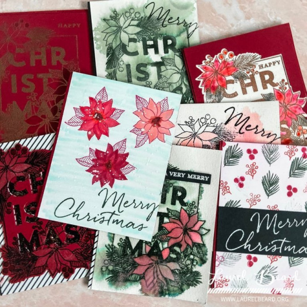 9 Christmas Cards w/ 1 Stamp Set