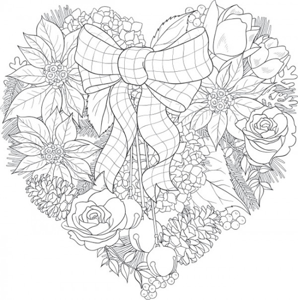 6 Christmas Floral Coloring Pages