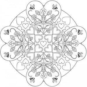 4 Heart Mandala Coloring Pages