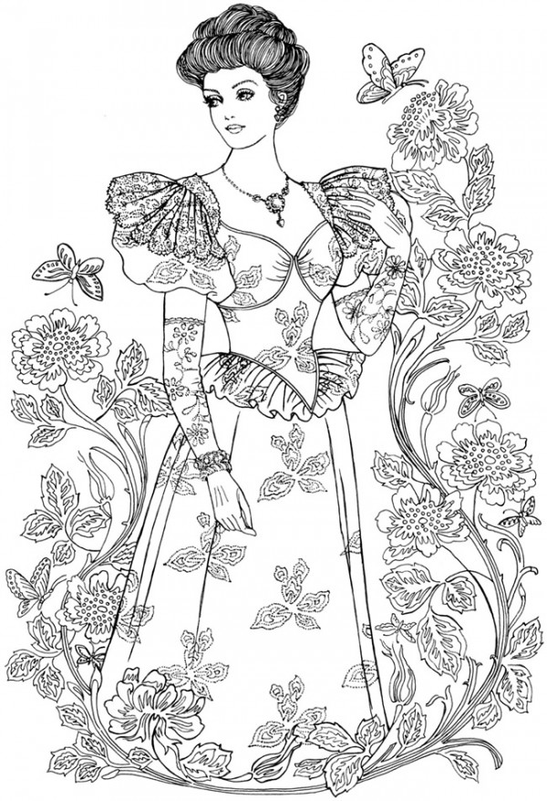 Vintage Fashion Coloring Pages