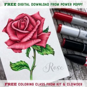 Free Rose Digital Stamp & Free Coloring Class