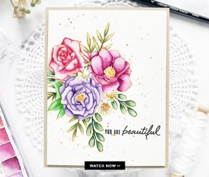 Flower Bouquet Card with No-Line Coloring