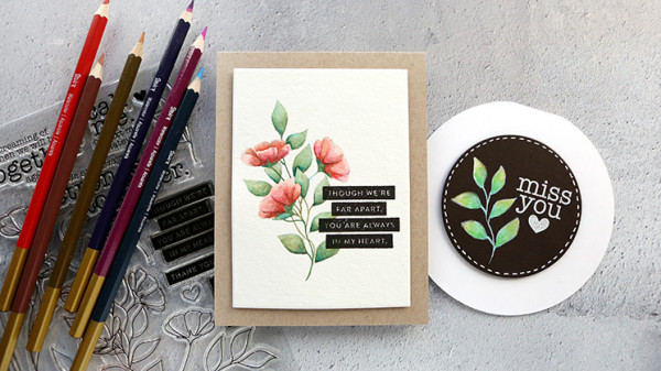 Botanical Cards with No Line Coloring Technique