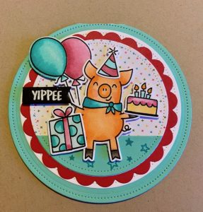 Pig Birthday Round Card