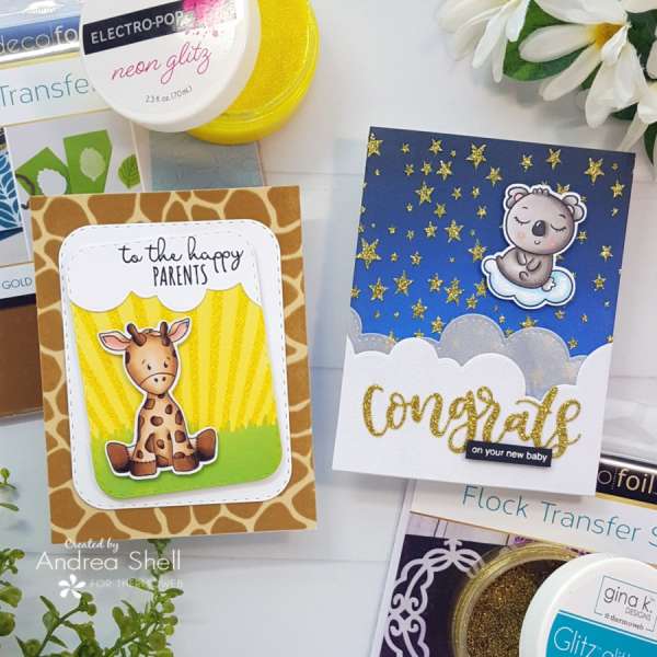 Baby Cards with Flocking and Glitter