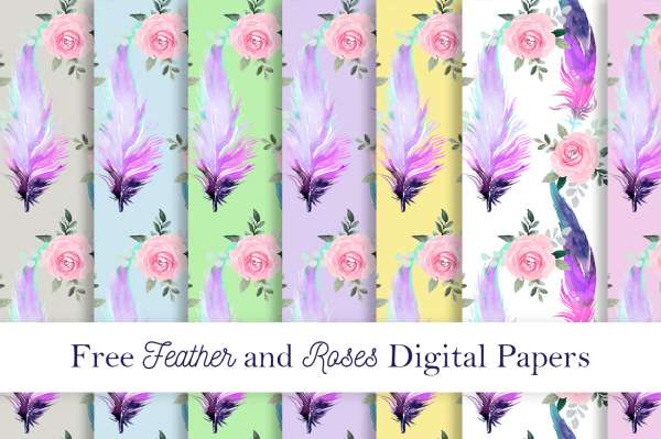 Feather and Roses Pattern Papers