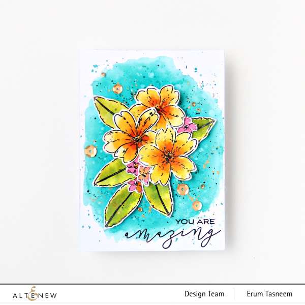 Tropical Flowers Watercolor Card